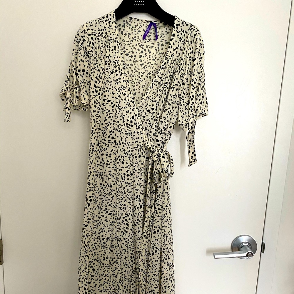 Seraphine monochrome midi wrap maternity dress